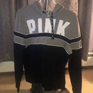 PINK Gray, white and black hoodie